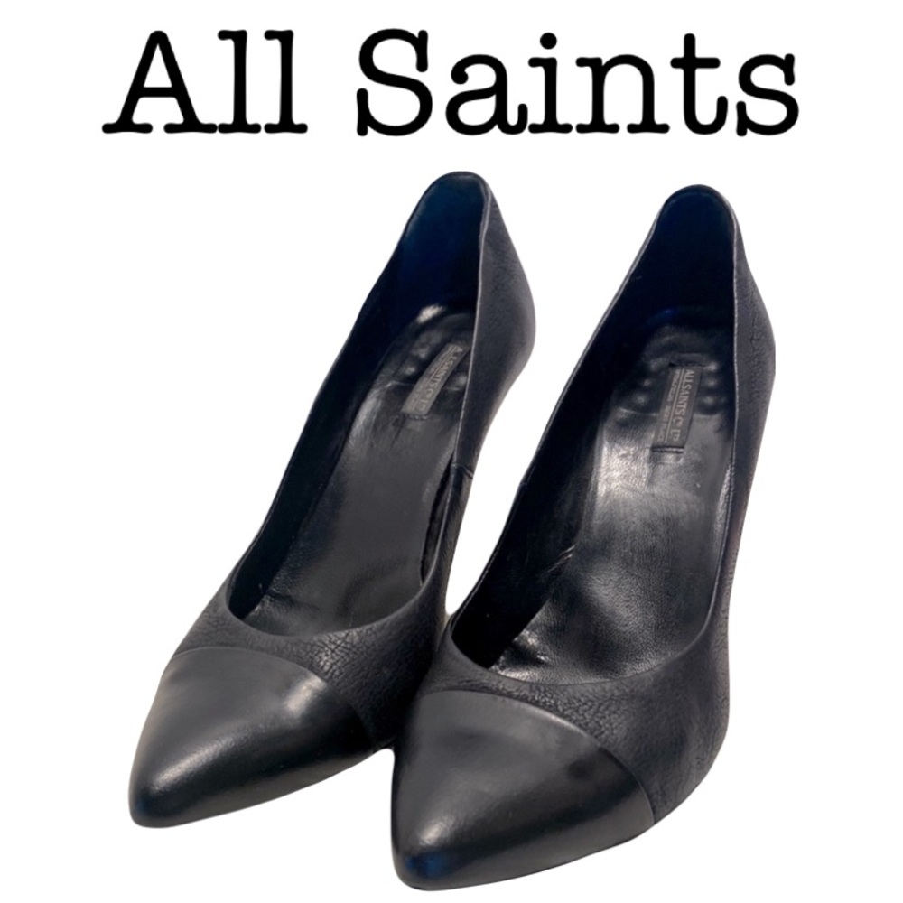 All Saints Black Leather High Heels Size 39